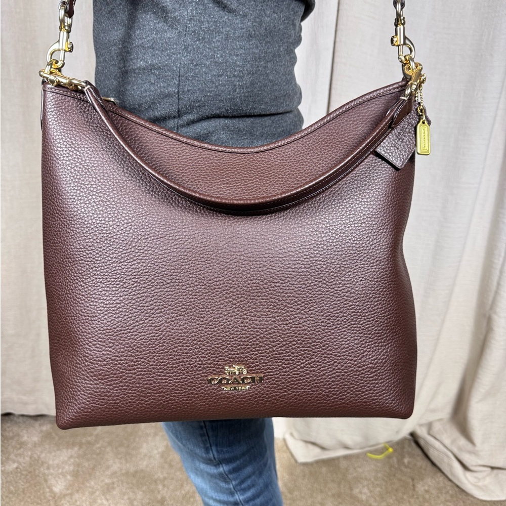 Coach Large Laurel pebbled leather shoulder bag in Maple. New with tags! - Picture 4 of 11